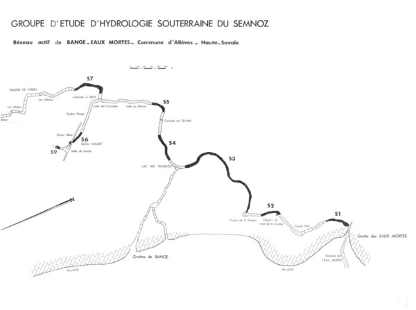 plan du réseau souterrain des grottes de Bange