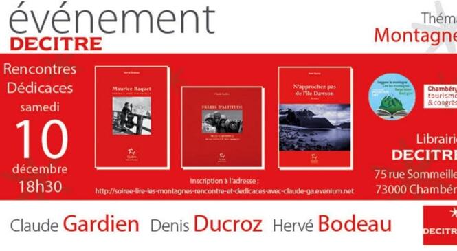 Rencontre avec 3 auteurs de récits d'aventure : librairie Decitre samedi 10 décembre . image article